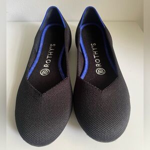 Rothy's Black Flats with Blue Trim